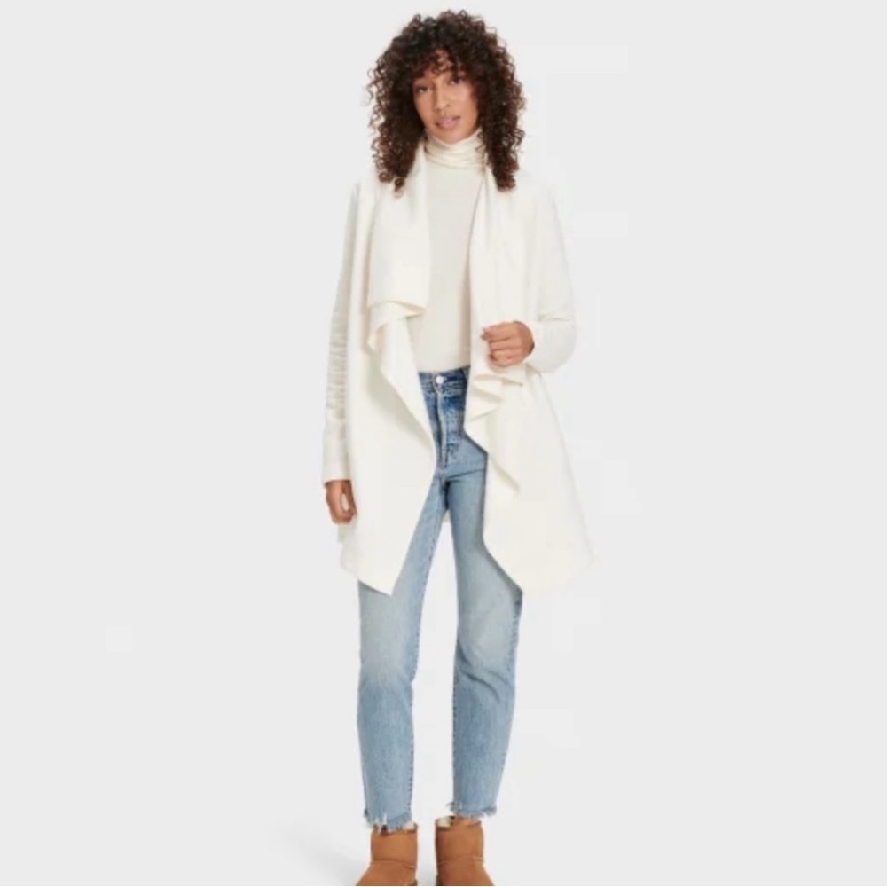 UGG Janni Fleece Cardigan Sz XL Oatmeal Open Front
